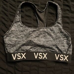 L- VSX Black and Gray Sports Bra Medium Impact